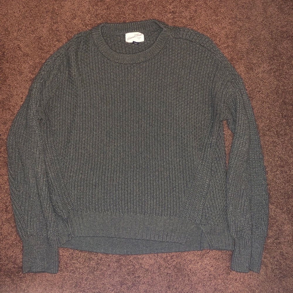 OLIVE GREEN CHUNKY KNIT SWEATER